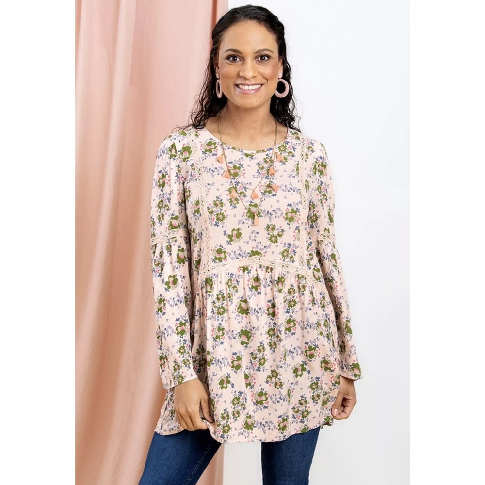 Matilda Jane Like a Lady Pink Floral Tunic Top- Women's Size XS